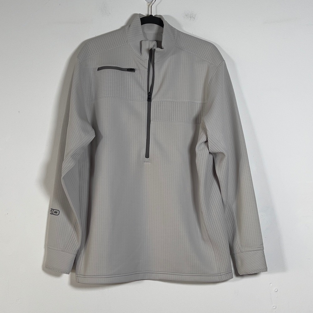 OGIO 1/4 Zip Pullover Mens Sz L Gray Waffle Grid Technical Athletic Golf